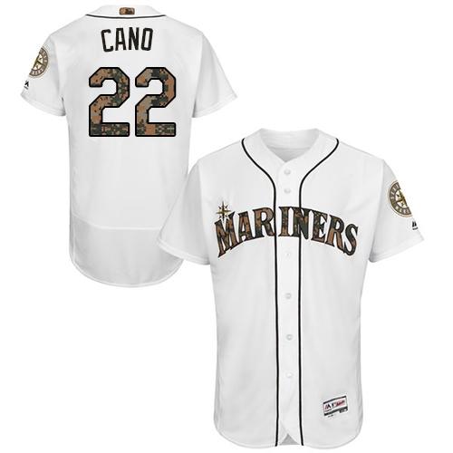 Mariners #22 Robinson Cano White Flexbase Authentic Collection Memorial Day Stitched MLB Jersey - Click Image to Close